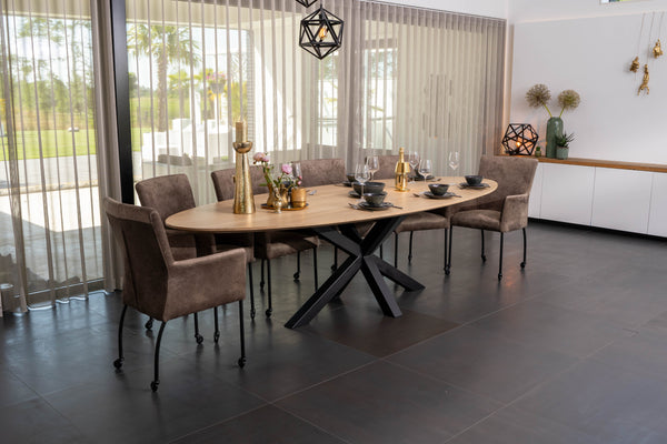 Eikenhouten tafel met matrixpoot Luxe design met verjongde rand